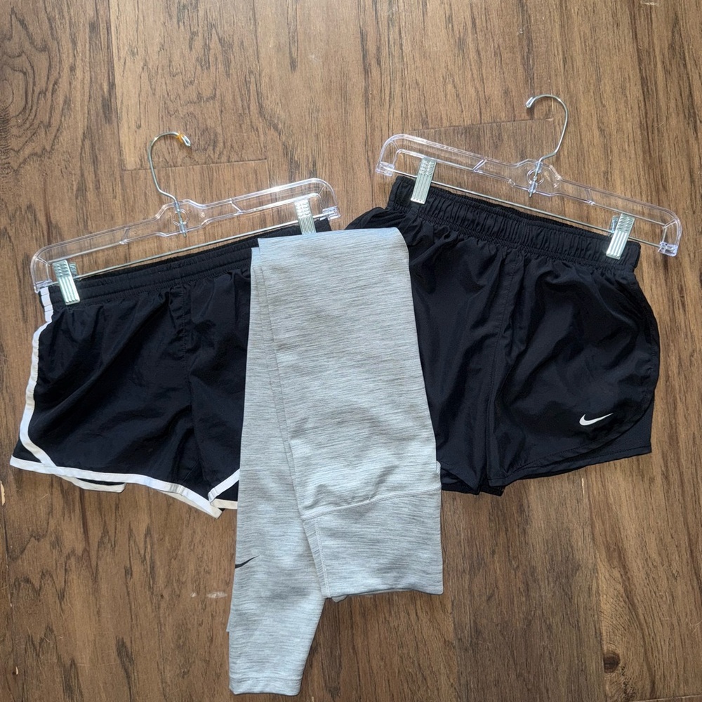 Nike Kids Black and Gray Shorts and Leggings Set